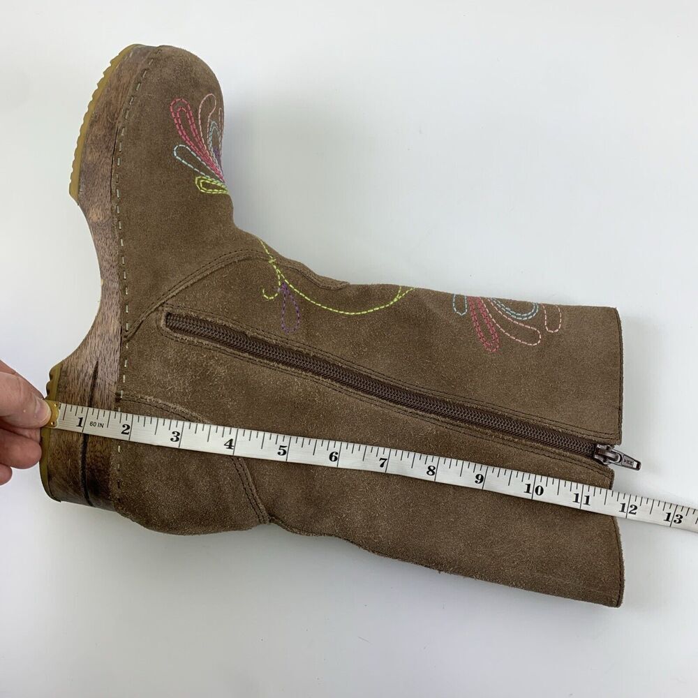 BOGO Hanna Andersson Brown Suede Boot Zip Embroidered Wooden Youth 38 5.5 W 7.5 - Picture 16 of 16